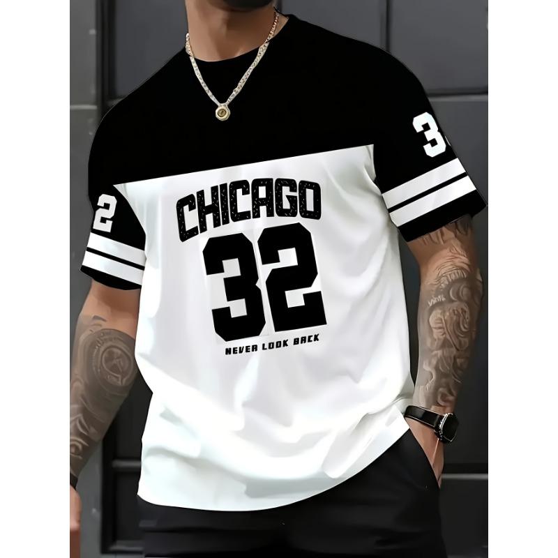Men'S Chicago 32 Number Print T-Shirt, Soft Breathable Polyester