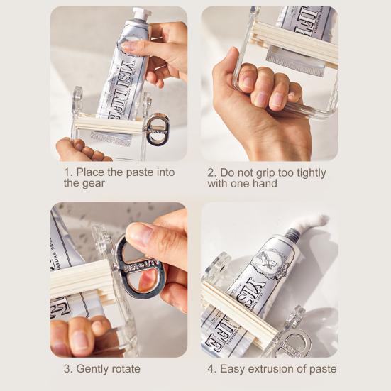 Rolling Toothpaste Squeezer with Rotatable Handle Bathroom Toothpaste Seat Holder Stand Organizer Countertop Tube Extruder Dispenser Squeezing Tool