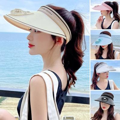 With Fan Fan Sun Hat Breathable Beach Hat Outdoor Visors  Camping Hiking