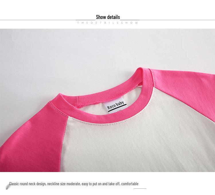 Girls' Cartoon Color Block Raglan Dress with Pleated Ruffle Skirt
