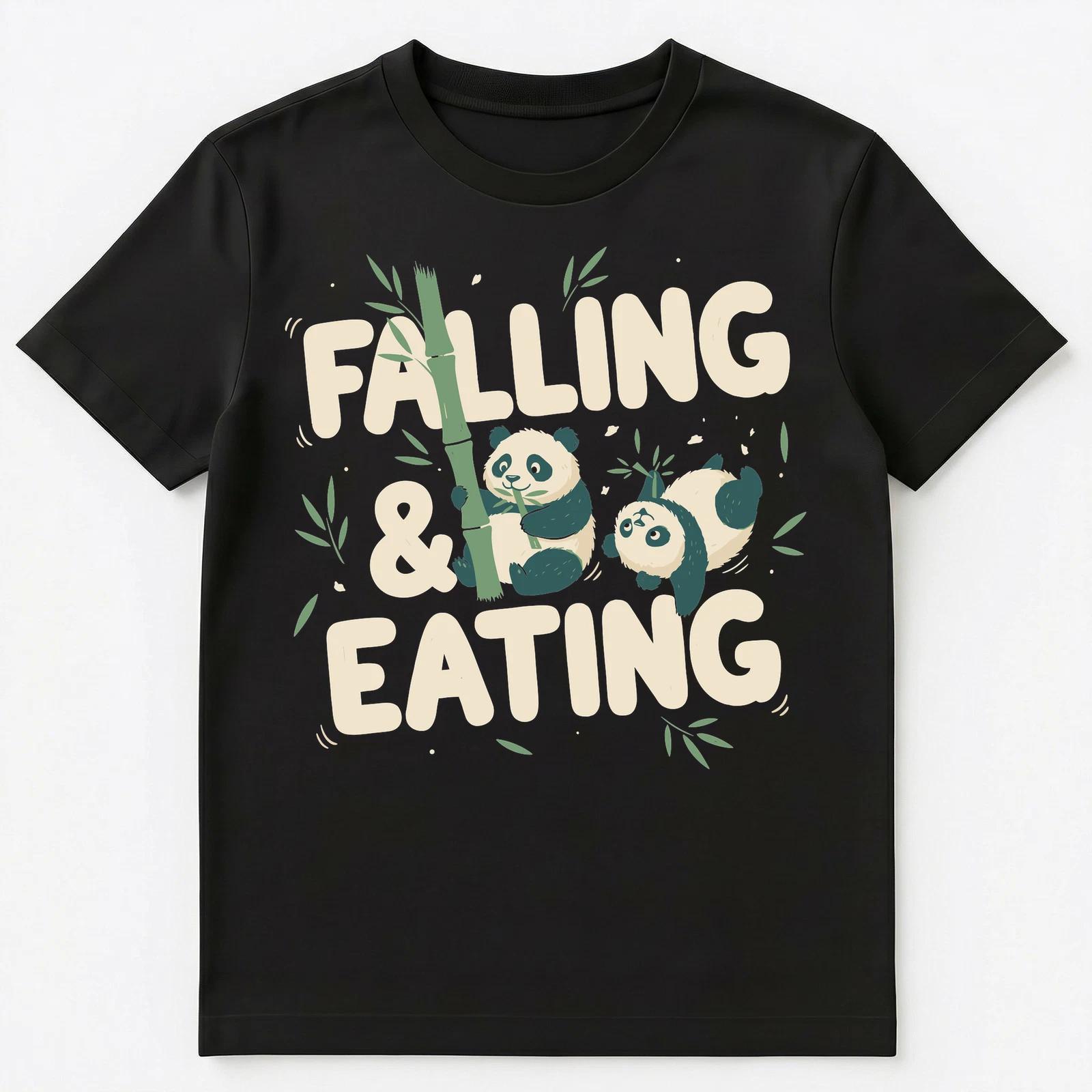 Panda Enthusiast Falling Eating Animal Humor Unisex T-Shirt S