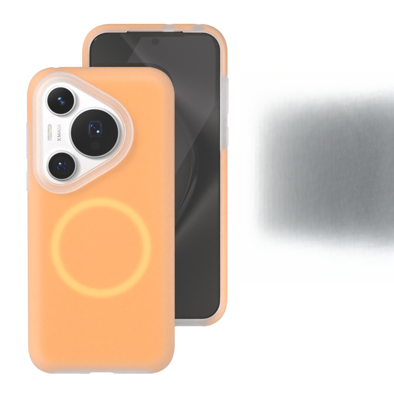 

Магнитный чехол-желе Huawei Pura70Ultra подходит для Mate60pro Жидкий силиконовый чехол для защиты от падений Huawei Pura 70 оранжевый