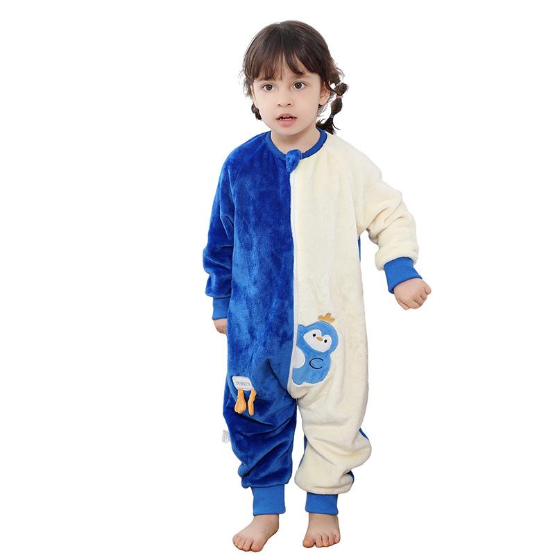 Baby Cartoon Flannel Romper Warm One Piece Pajamas Autumn Winter Homewear for Kids