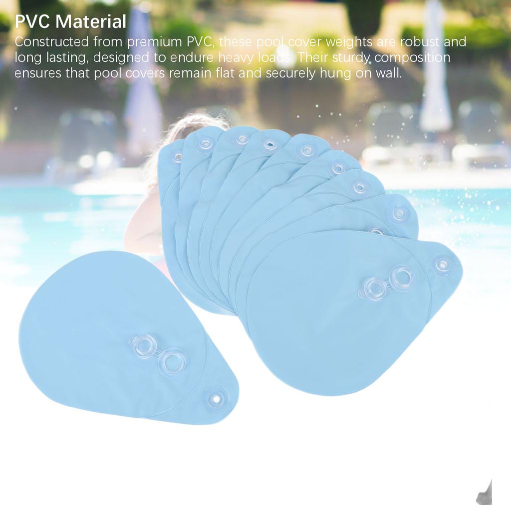 10PCS Pool Cover Weights PVC Winter Pool Tarp Hanging Water Bag for Above Ground Swimming Pool Cover Light Blue