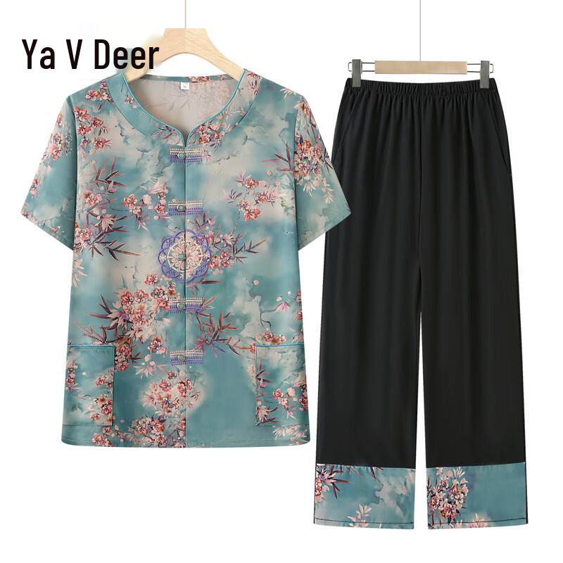 Yalu Women s Chinese Style Summer Blouse Set 2XL