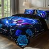 Blue Butterfly Floral Heart Duvet Cover Set - Includes 1 Duvet Cover And 2 Pillowcases Breathable Cotton Machine Washable