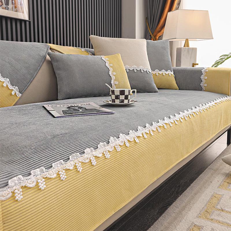 Corduroy Sofa Cover Four Seasons Universal Living Room Non-Slip Sofa Cushion Cover Velvet Full Cover Furniture Protection Cover