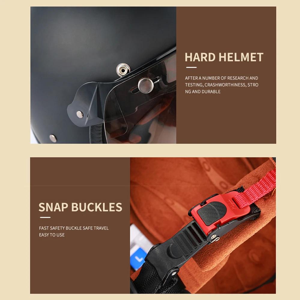 Retro Otwarty Kask Motocyklowy 3/4 Motorower Moto Motocross Vintage casco Cafe Racer Mężczyźni Kobiety Zatwierdzony przez DOT Kask Capacetes