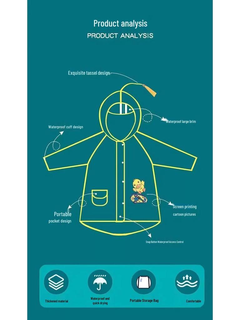 Unisex Kids' 2025 Full Body Raincoat for Kindergarten and School