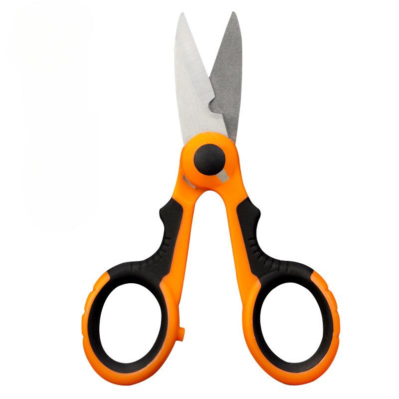 1PC Stainless Steel Luya Fishing Scissors Portable Anti-lost Daima Pe Line Scissors Open Ring Binding Hook Pliers Missed Rope Fish Scissors