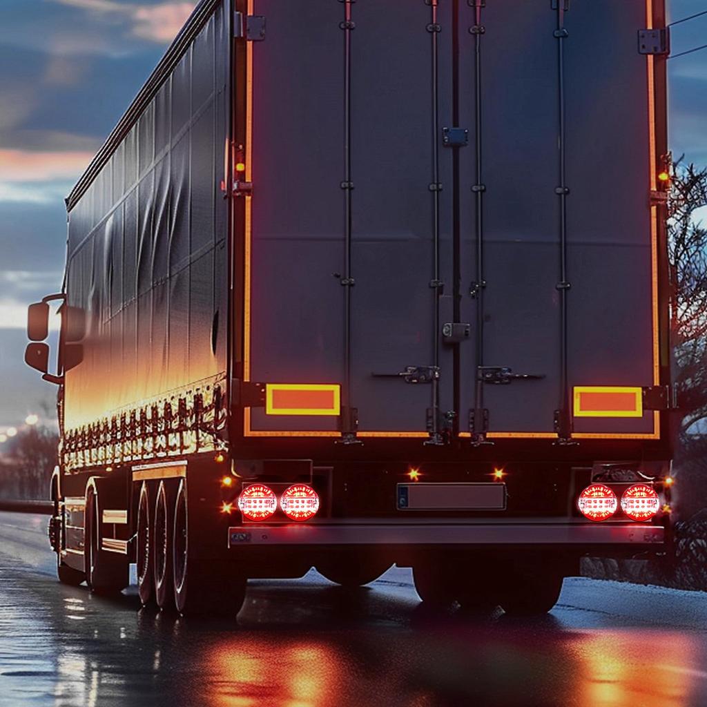 LED Truck Tail Light, 24V Round Tail Lamp Signal Light Brake Light Red & White