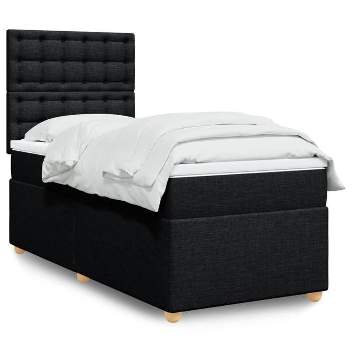 VidaXL Sommier à lattes de lit et matelas Noir 80x200 cm Tissu, lit, lit à plate-forme, lit à panneaux, meuble de chambre à 3291123