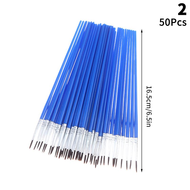

50Pcs Painting Brushes Set Art Round Flat Hair Nylon Hair Paint Brush For Oil Acrylic Watercolor Kids/Artists/Beginners/Student 2