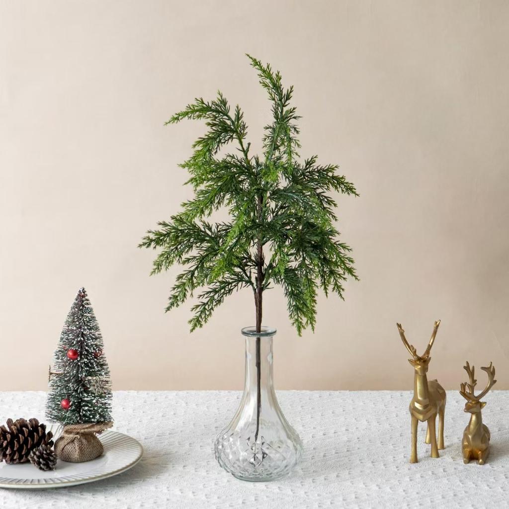 Artificial Cedar Branch Realistic Decorative Plant Faux Leafy Spray for Indoor Outdoor Home Office Event Display