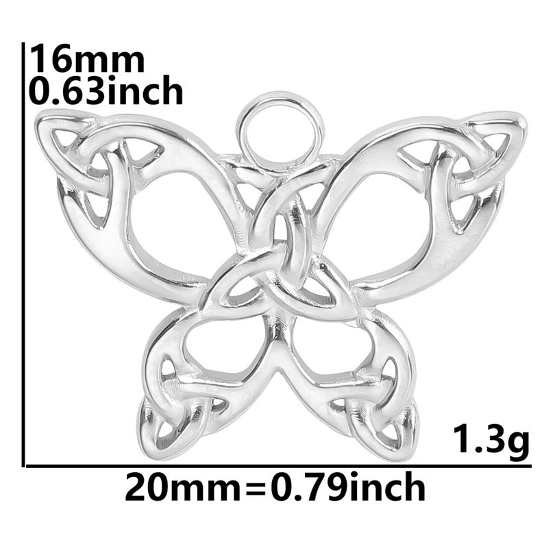 6pcs/Lot Insect Pendant Silver Color Stainless Steel Butterfly Charms For Jewelry Making Supplies DIY Necklace Earrings Pendants