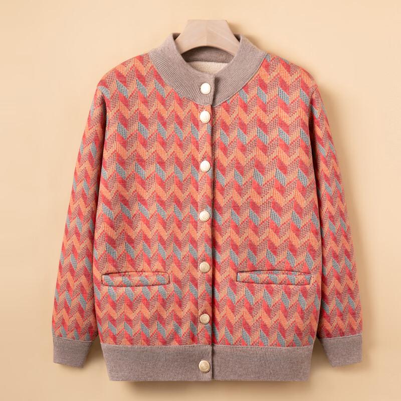 LangSha Women's Plush-Lined Winter Cardigan for Elderly