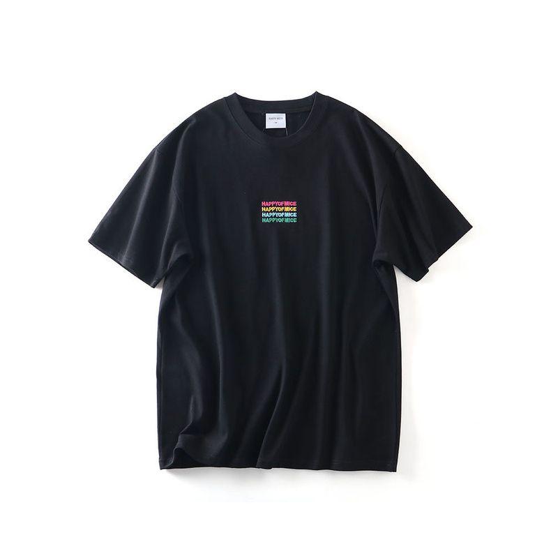 American Pure Cotton Short Sleeve T-Shirt Men's 2024 New Arrival Trendy Summer Embroider Bottoming Shirt Export Export Cotton T-shirt