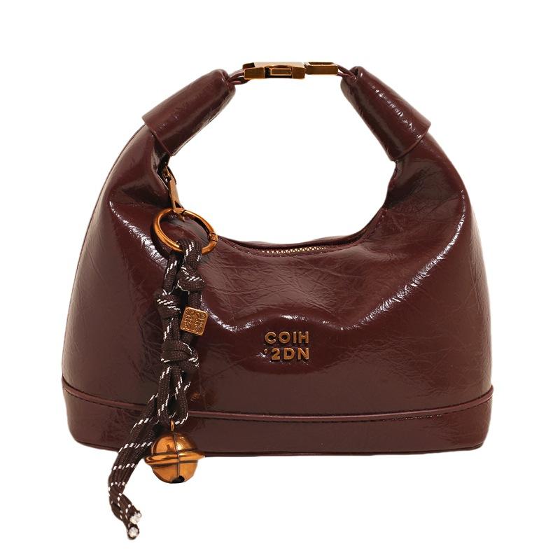 Trend Retro Style Maillard Hand Carrying Dumpling Bag Versatile Foreign Style Commuting Oil Wax Leather Texture Messenger Women's Bag