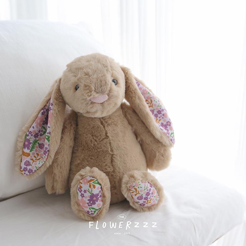 Rabbit Plushies Bonnie Rabbit Floral Ears Plush Toys Rabbit Stuffed Dolls Kawaii Room Decor Toy Soft Sofa Cushion Kids Gift 30cm кофейный