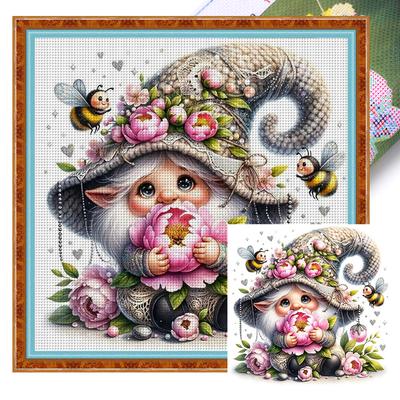 Vollstickerei Öko-Baumwollfaden 11CT Gedruckter Gnome Kreuzstich Kit Art