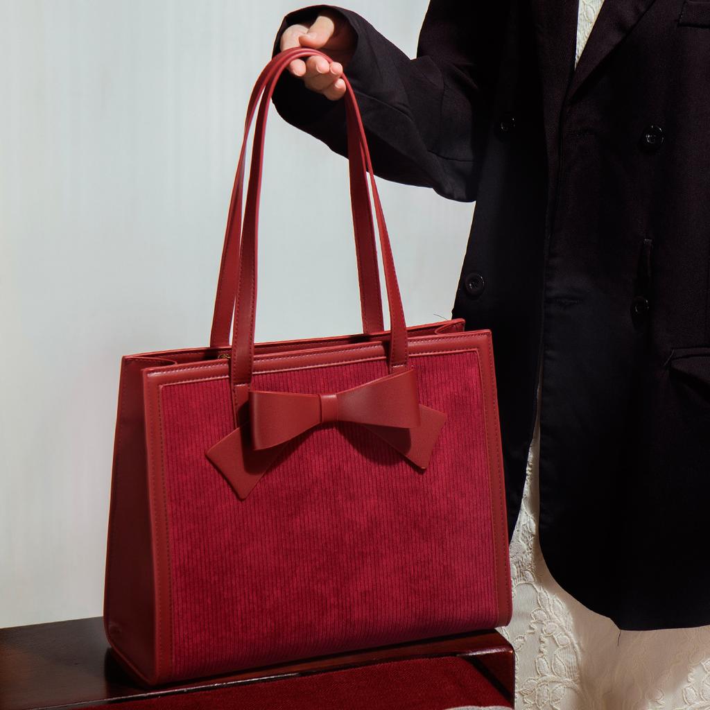Elegant women's large-capacity bag 2024 new bridesmaid bag wedding bag single shoulder tote bag red bridal bag