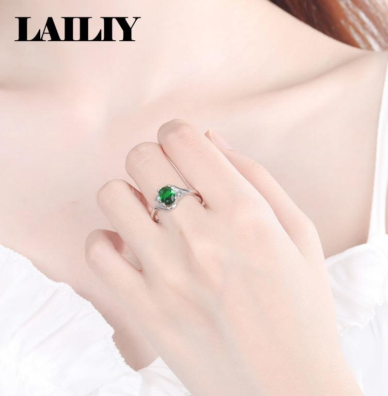 925 Sterling Silver Adjustable Jewelry Set with Diamonds Natural Tourmaline and Emeralds Ring for Women Fashion Jewelry
