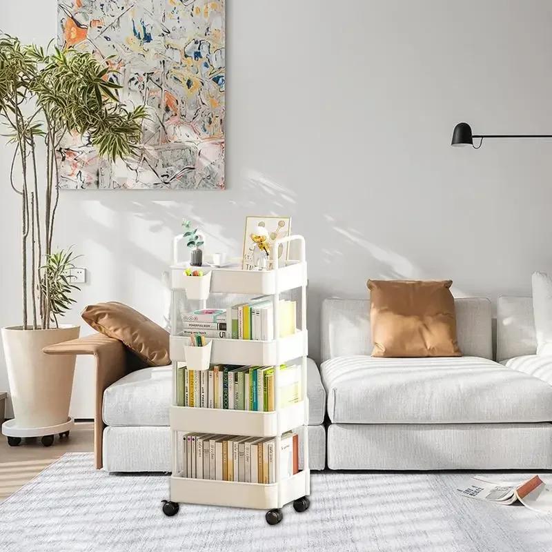 Floor-standing Kitchen Snack Shelf Organizer Bathroom Accessories Home Stand Rack Cart for Storage Multifunctional Trolley Toy