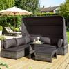 Rattan Sun Island Seating Set, Sofa with Canopy, Footrest, Armchairs, and Table, Outdoor Garden Furniture, Lounge Furniture for Balconies and Gardens,