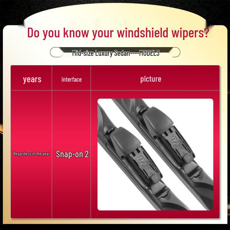 Compatible Frameless Wiper Blade for Tesla Model 3 (2020 & 2021) Tesla Model 3 (Import)/2016-2021【1 pair】