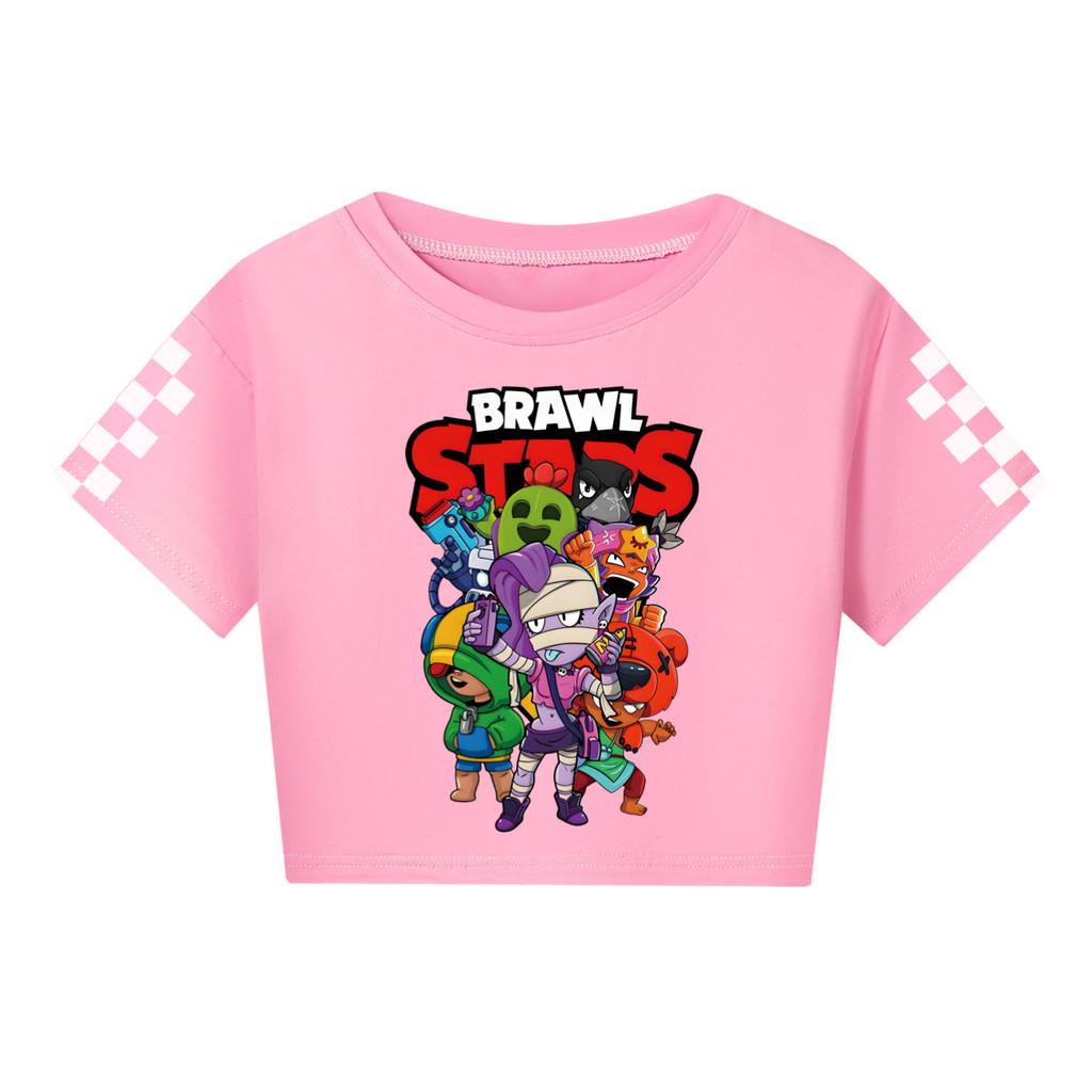 4094 Kid Girls Brawl Stars Print Short Sleeves Short T-Shirt