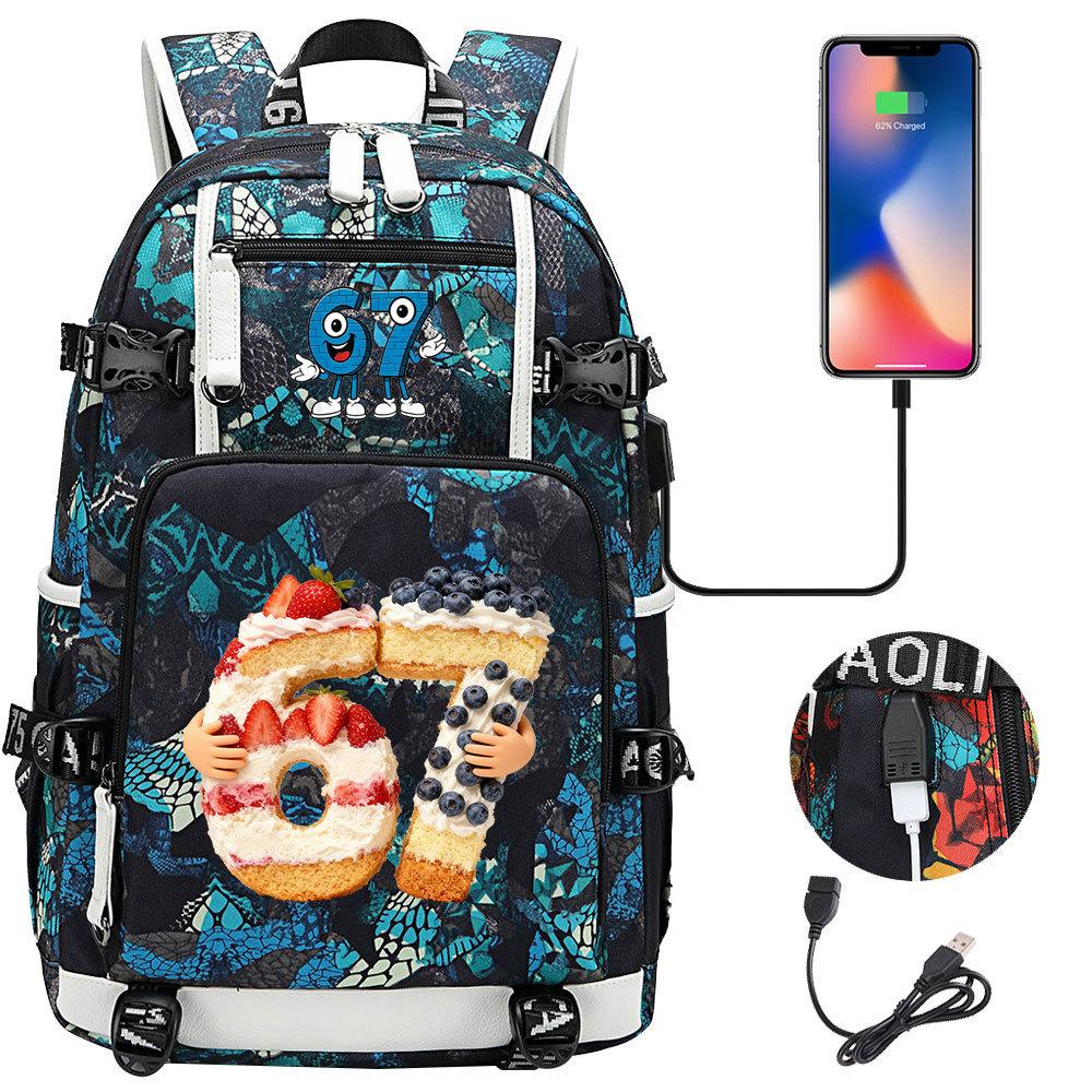 USB Charging Backpack for Teen Students Travel Laptop Daypack 67 Gourmet Style Lightweight Water-Resistant Large Capacity