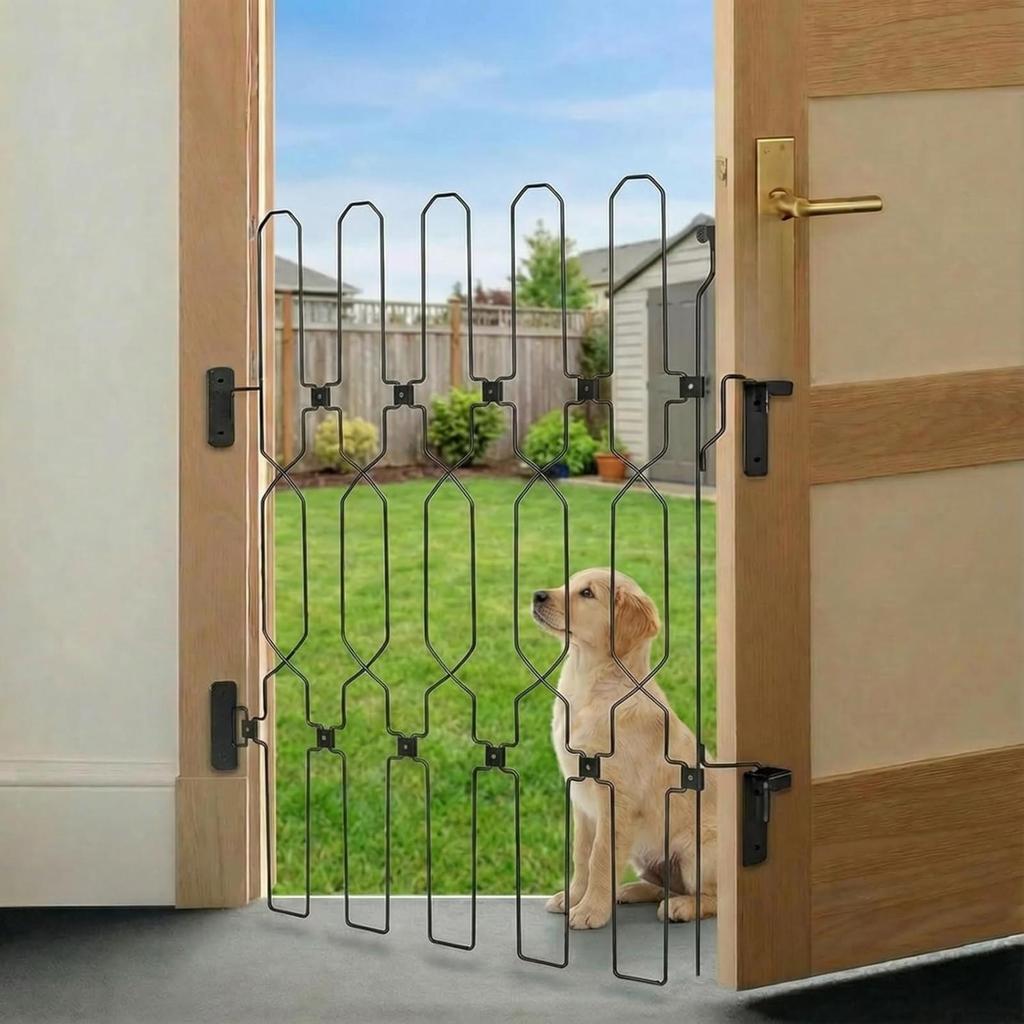 Pressure-Mounted Steel Barrier Lattice-Style Design, Metal pet door, for