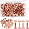50 Sets Copper Rivets and Burrs Washers Leather Copper Rivet Fastener for Collars Leather DIY Craft Supplies