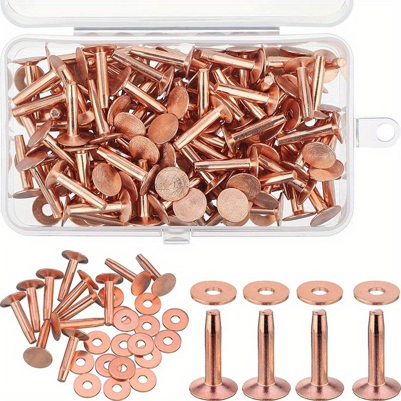 50 Sets Copper Rivets and Burrs Washers Leather Copper Rivet Fastener for Collars Leather DIY Craft Supplies