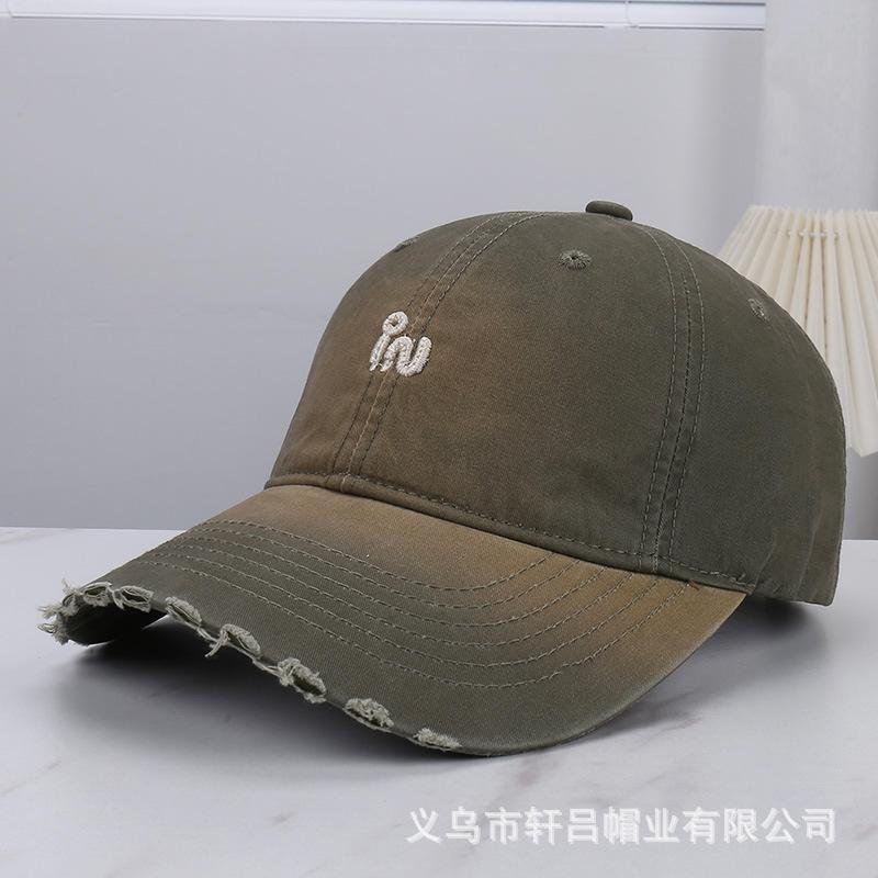 Edged letter embroidered baseball cap for men and women, spring and summer outdoor travel, small peaked cap, sun protection cap