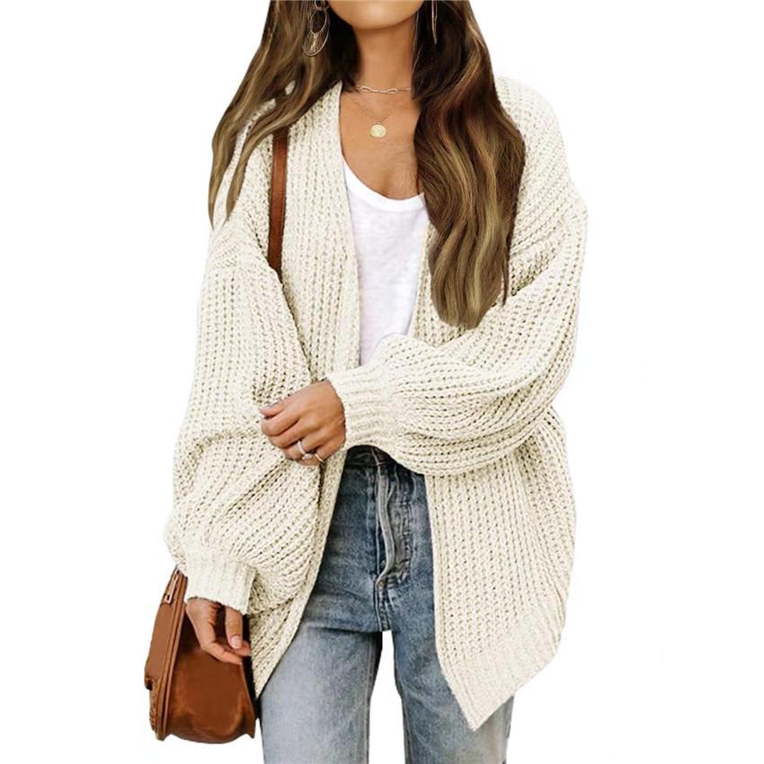 

Tooxika Women s Autumn And Winter New Loose Solid Color Medium Long Sweater Cardigan Coat XL білий
