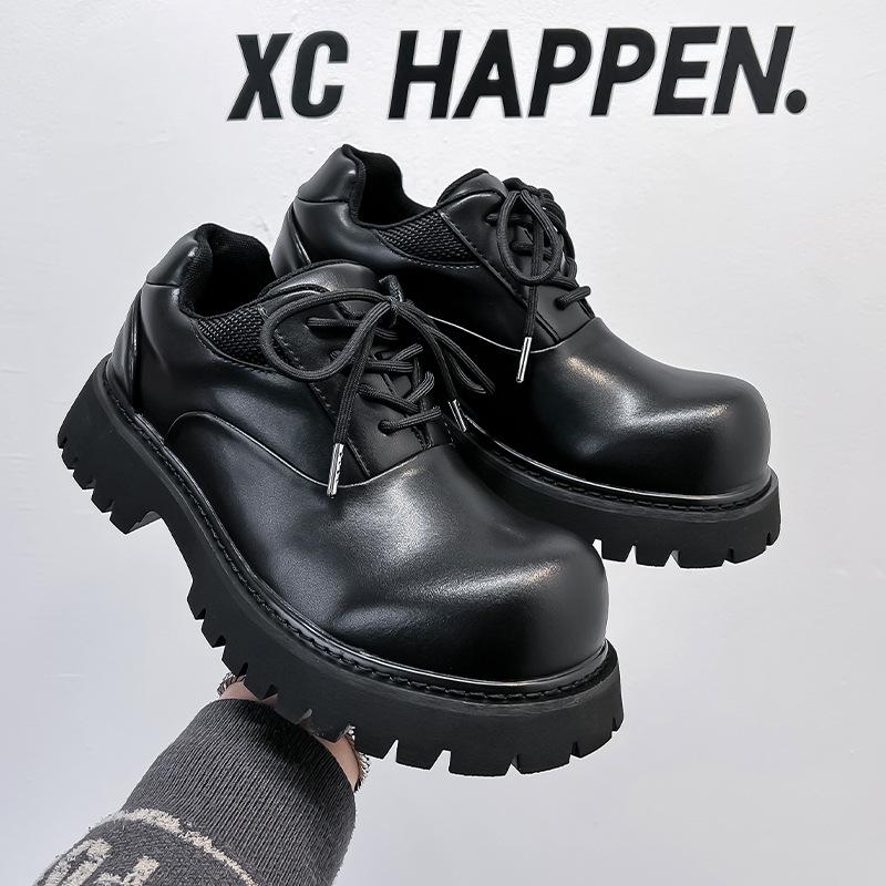 Paris Mickey big head derby shoes men's upturned head platform heightening leather shoes British commuter trendy men's shoes 15151-A