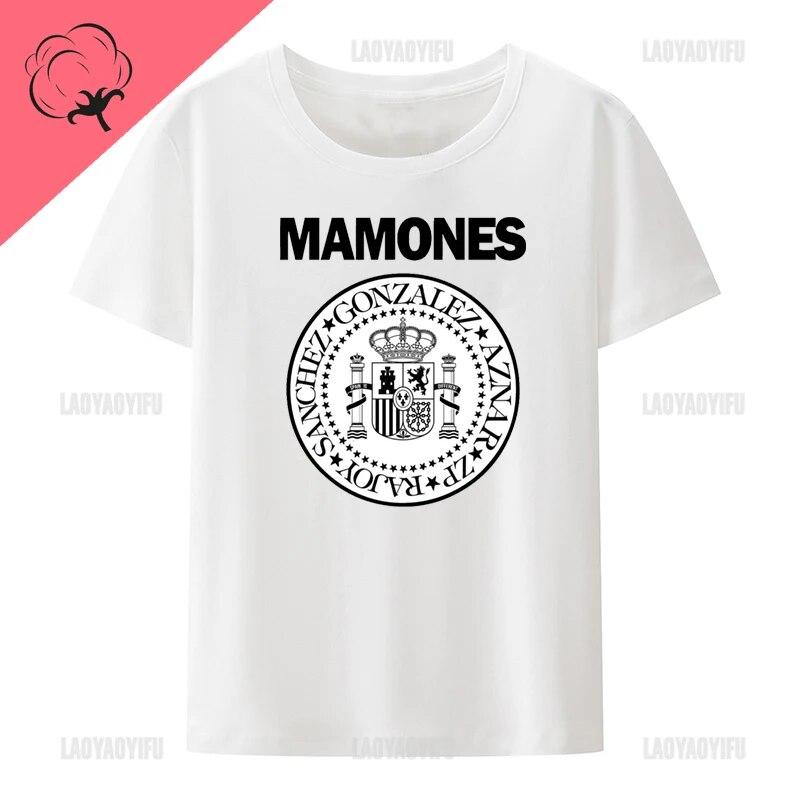 

Топы с принтом Mamones, крутые футболки унисекс с рисунком для одежды унисекс, уличная мода с круглым вырезом для отдыха, женская одежда с юмором, хлопковая футболка 4XL