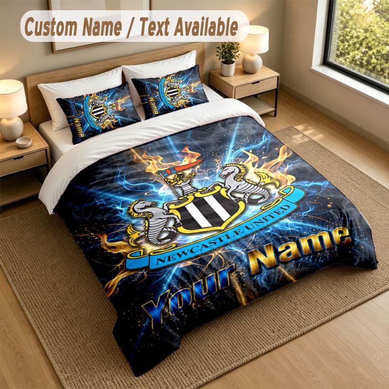 Bedding Set 1 Duvet Cover 2 Pillowcases Newcastle United FC Print Soft Bed Linen Bedroom Decor
