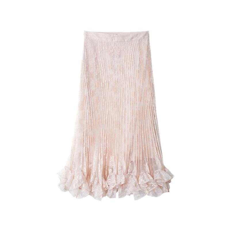 Lancy Ruffle Lace Fishtail Skirt L