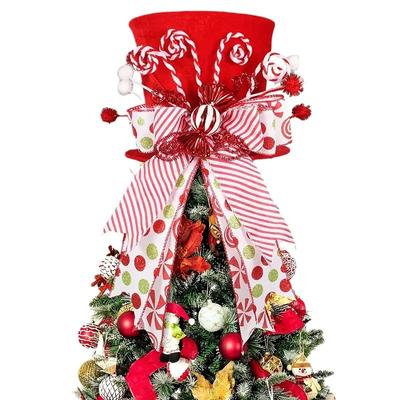 Faltbarer Weihnachtsbaum Geschenk Hut Dekorative Zylinder mit Schleifenband Winter Feiertagsparty Deko