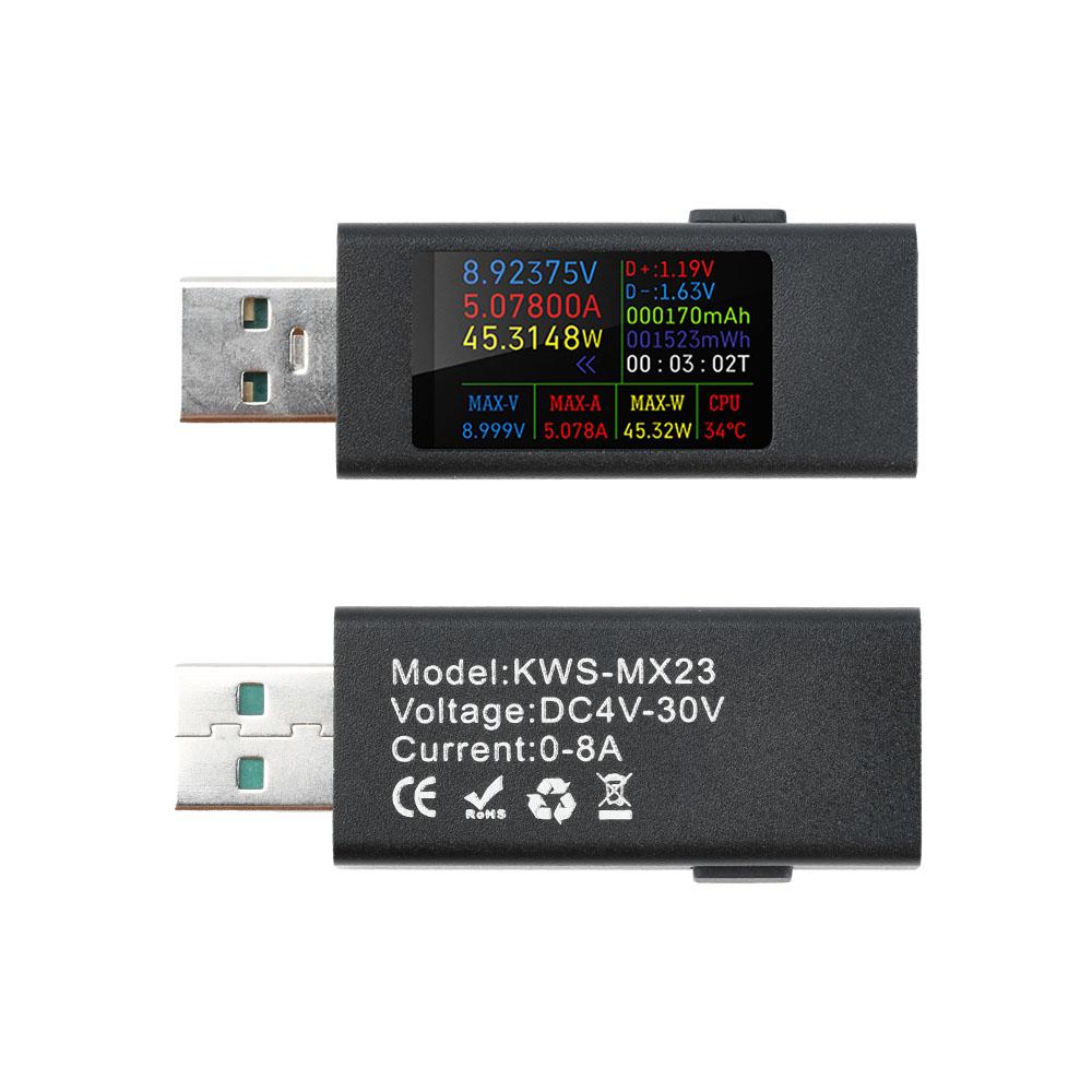 KWS-MX23 USB-Tester High Definition 1,06 Zoll IPS-Display Spannung Strom Leistungsmesser Voltmeter Amperemeter DC 4-30V 0-8A