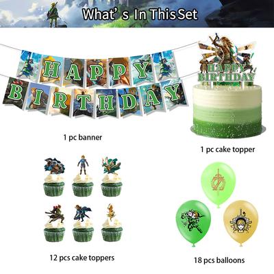 The Legend of Zelda Party Supplies Including Banner Balloons Cupcake Toppers