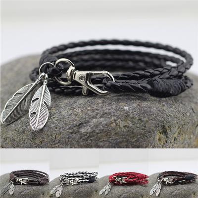 Mode Neue Armreifen Männer Schmuck Zubehör Pu Leder Feder Charme Armbänder