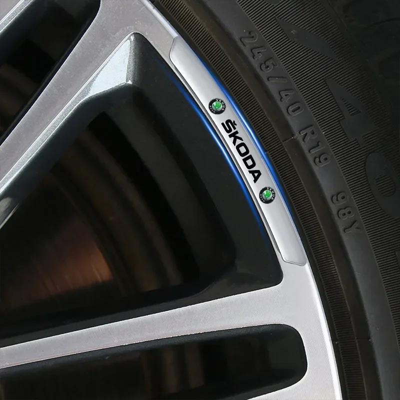 Car Wheel Rim Badge Creative Decoration Decals Styling Auto Aluminum Trim Sticker for Skoda fabia octavia Rapid kodiaq superb A5  HJ1