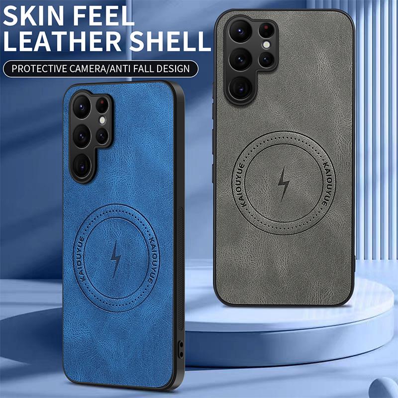 Magsafe Phone Case for Samsung S25 Ultra S 25+ Luxury Sheep Skin Magnetic Matte Anti-drop Bumper Cover for Galaxy S25 Edge