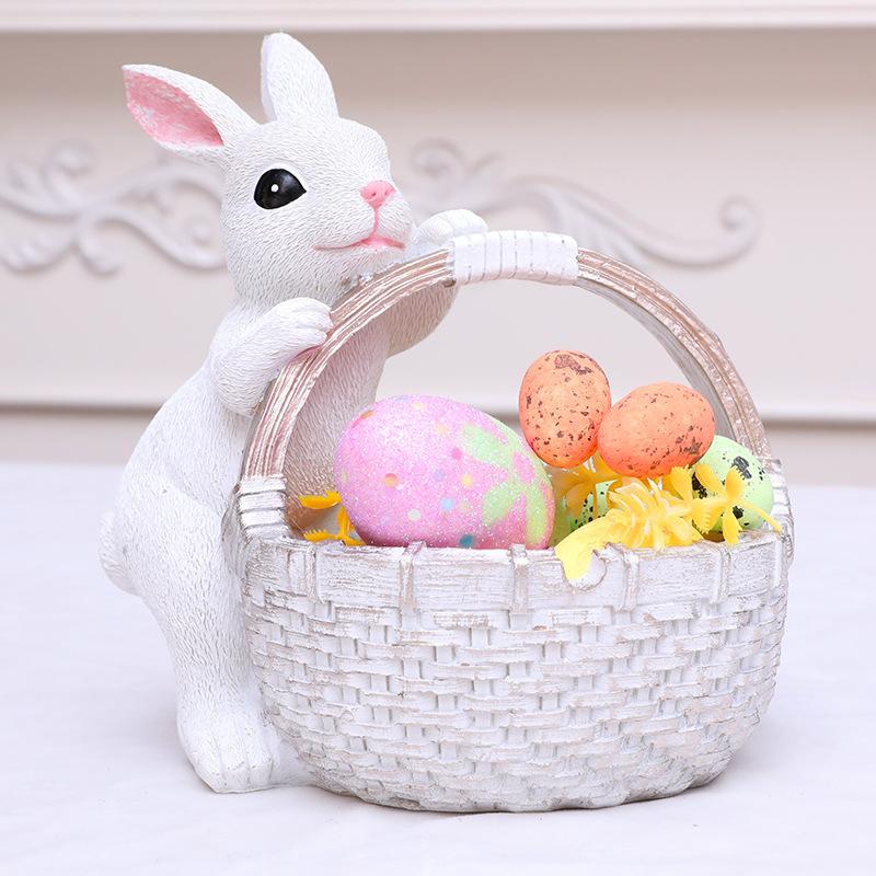 New Easter Spot Creative Bamboo Basket Rabbit Resin Decoration Decoration Party Wedding wedding wedding farmhouse decor