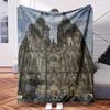 A Large Cathedral with Many People Standing In Front of It - Themed Blanket - Comfortable Flannel Fabric Hypoallergenic Suitable F