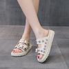 Fashion Platform slippers 20245summer new wear metal buckle rivet casual sandals open toe one word beach ins cool style shoes