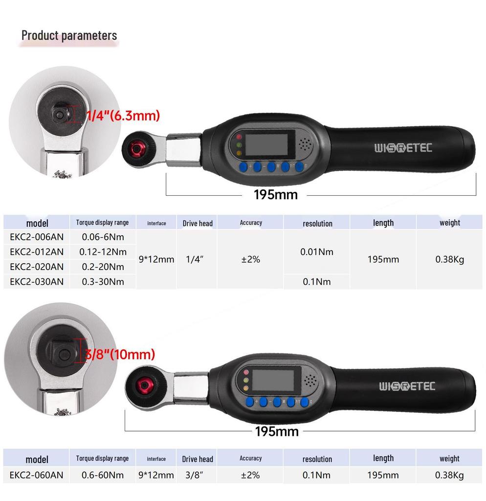Adjustable High-Precision Digital Torque Wrench with Interchangeable Open-End Head